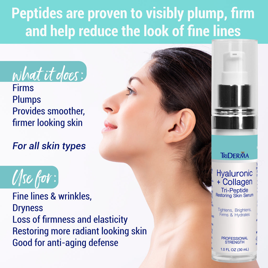 Hyaluronic Acid Face Serum with Collagen Peptides & 5% Niacinamide – Anti-Aging Serum for Fine Lines, Wrinkles & Firmness 1 oz