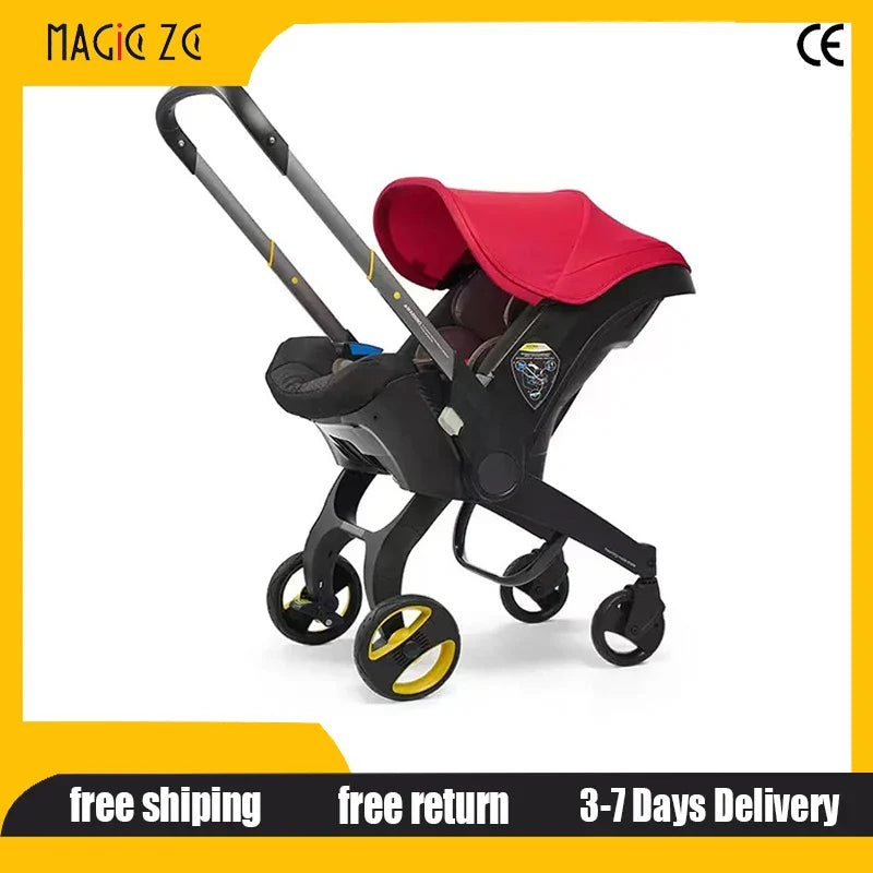 2-in-1 Foldable Baby Stroller Travel System with Infant Car Seat - Lightweight Portable Pram Buggy